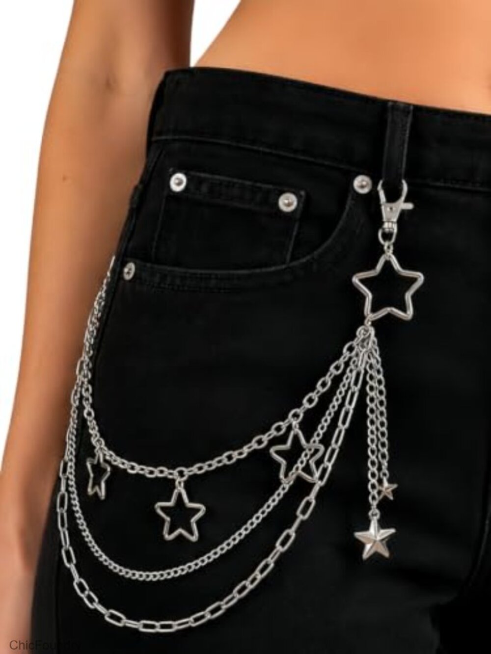 Women's Star Layered Belt Chain Punk Pants Chain for Jeans Metal